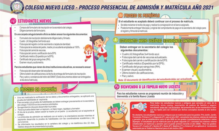 ¡Proceso presencial de admisión y matrícula año 2021!
